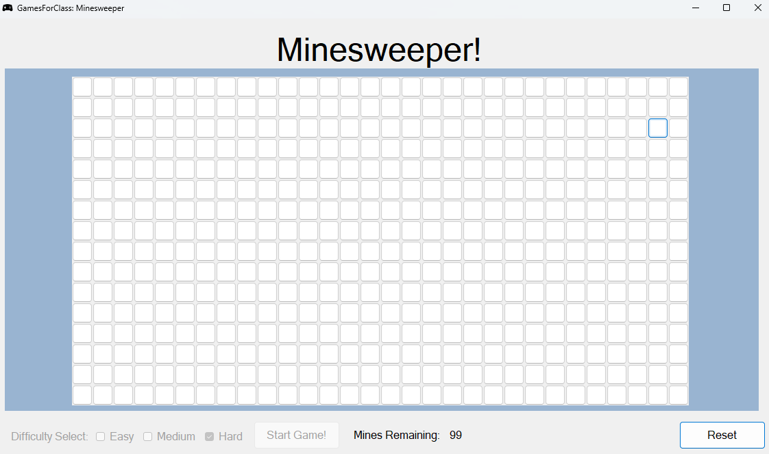 GamesForClass Minesweeper